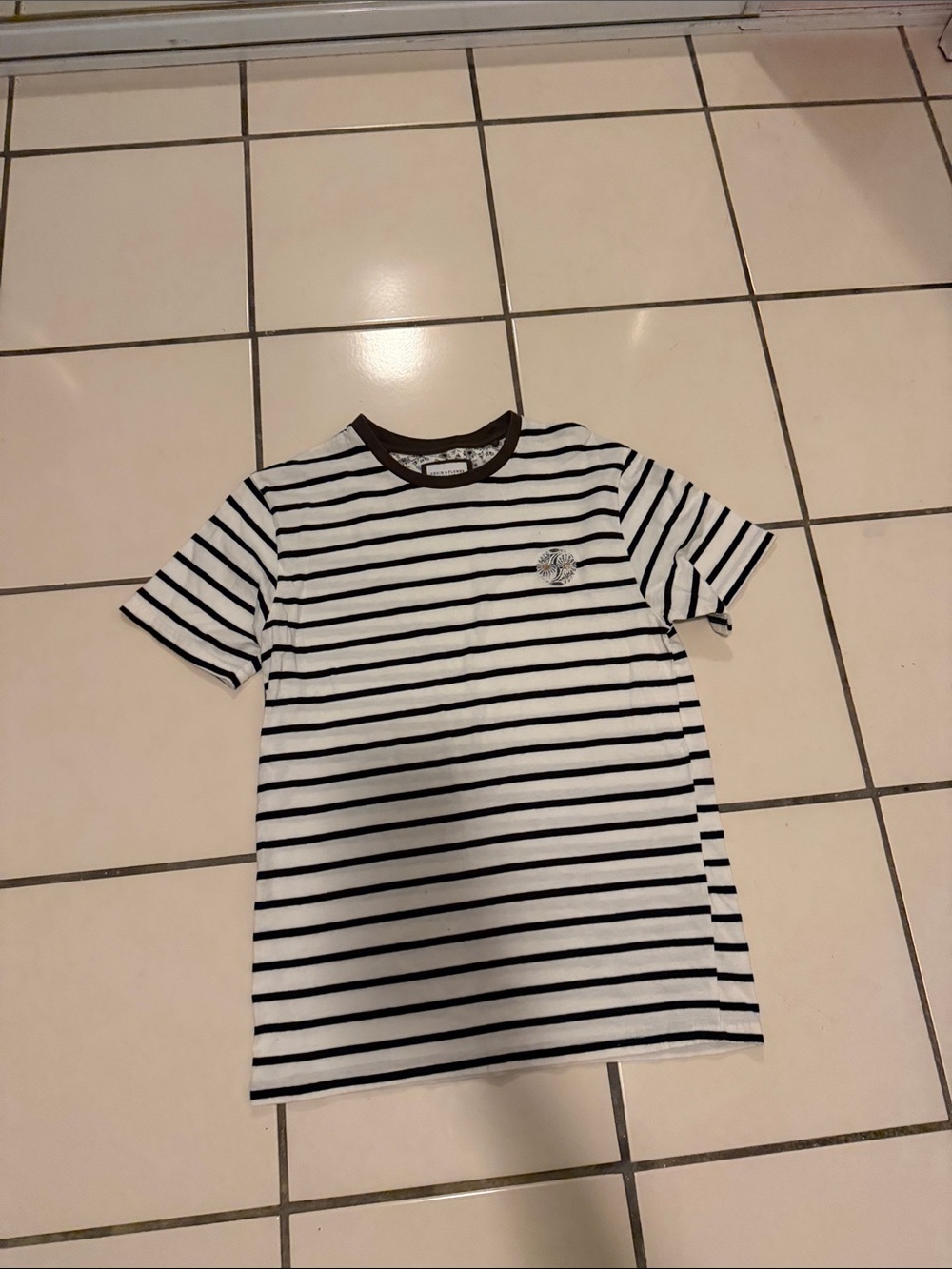 Denim & Flower White & Black Striped Short-Sleeve Tee
